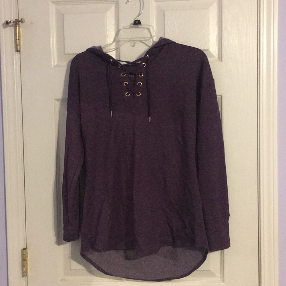 Dark Purple Fashionable Women’s Sweatshirt, laces